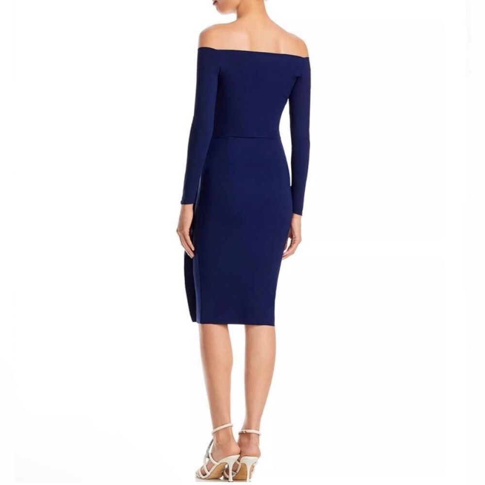 Chiara Boni La Petite Robe Silveria Off-the-Shoulder Dress Navy, NWT, Size 6 - Picture 5 of 12